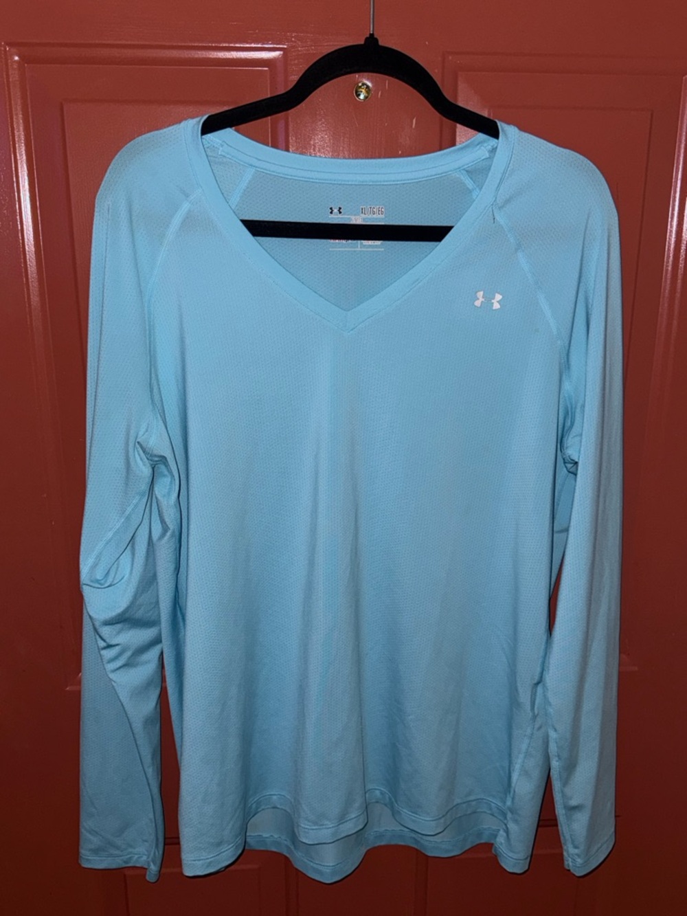 Under Armour Aqua Blue V-Neck Long Sleeve Performance Shirt